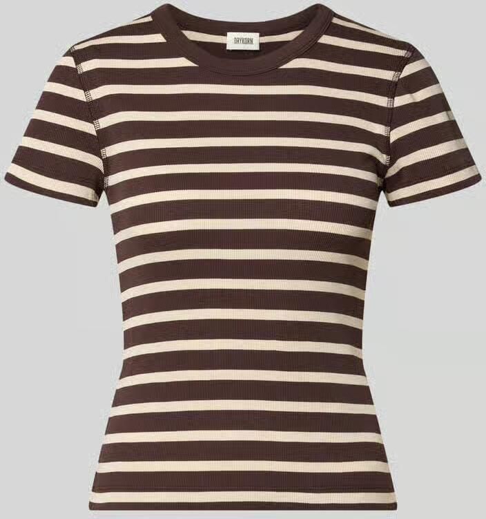 Drykorn T-shirt met riblook model 'KOALE'