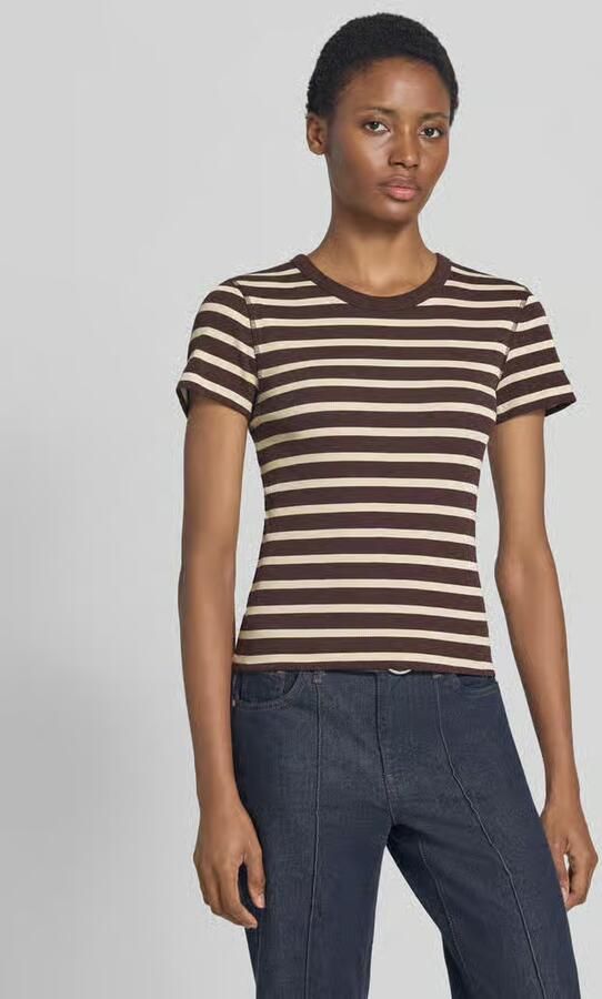 Drykorn T-shirt met riblook model 'KOALE' - Foto 2