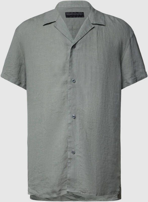 Drykorn Linnen overhemd in voor-kort-achter-lang-look model 'Bijan'