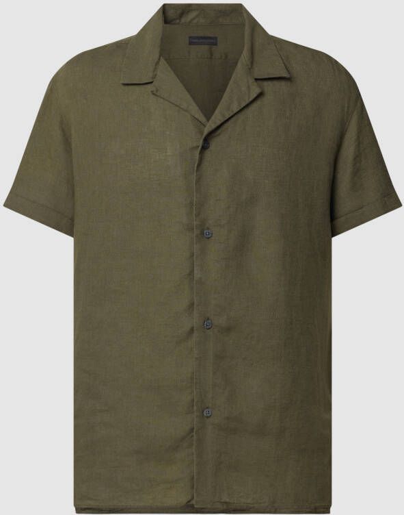 Drykorn Linnen overhemd in voor-kort-achter-lang-look model 'Bijan'