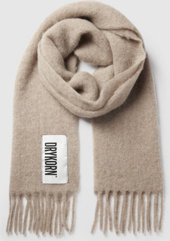 Drykorn Taupe Alpaca Wol Franje Sjaal Beige Unisex