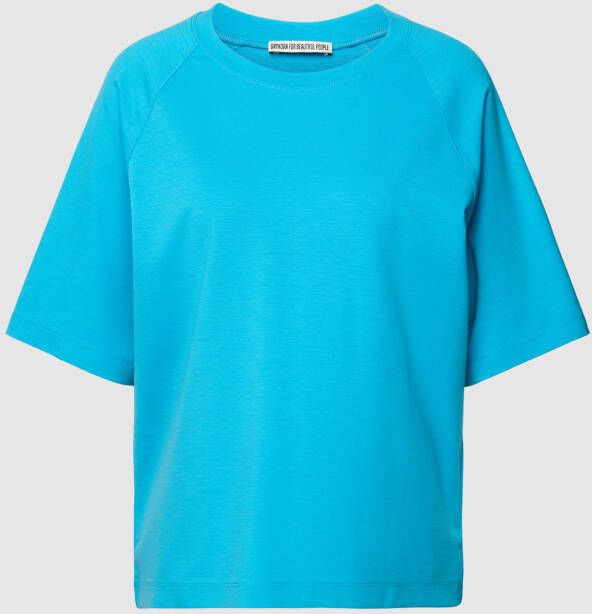 drykorn T-shirt met geribde ronde hals model 'FIENE'