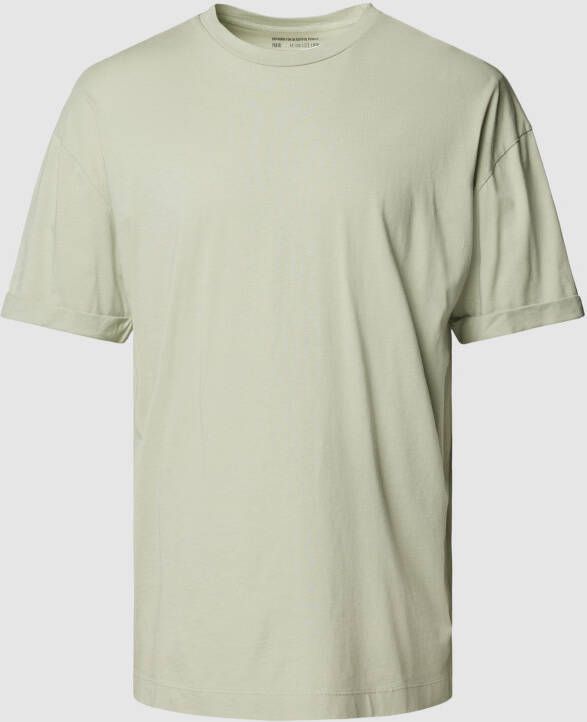 Drykorn T-shirt met geribde ronde hals model 'THILO'