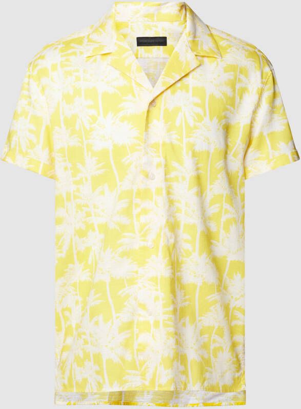 Drykorn Korte mouwen overhemd met palmboom patroon Yellow Heren