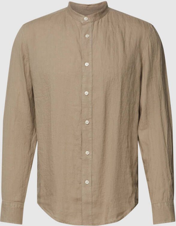 Drykorn Regular fit linnen overhemd met opstaande kraag model 'TAROK'