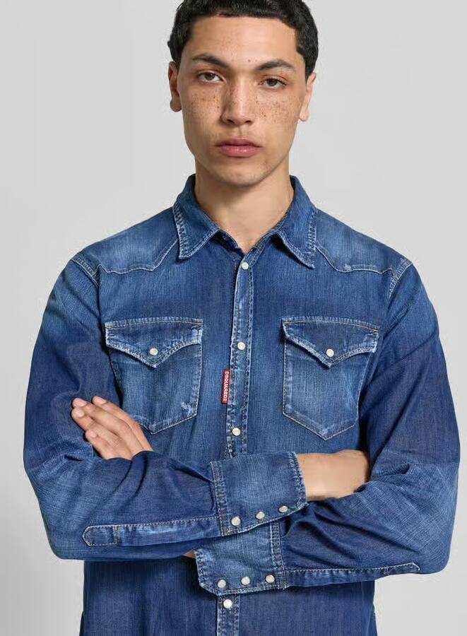 Dsquared2 klassiek fit jeanshemd van katoenmix