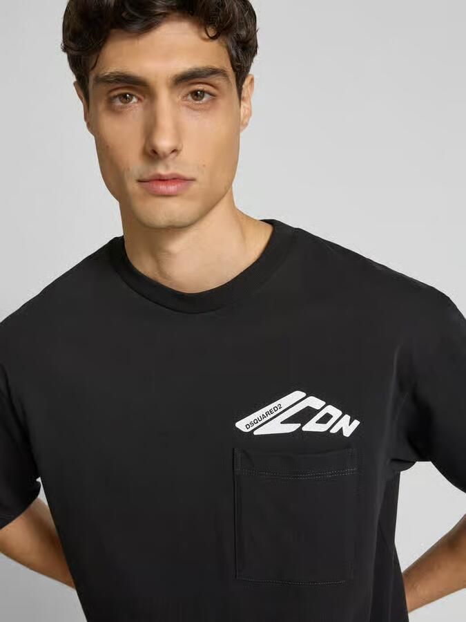 Dsquared2 Katoenen Crew-Neck T-shirt met Voorzak Black Heren - Foto 3