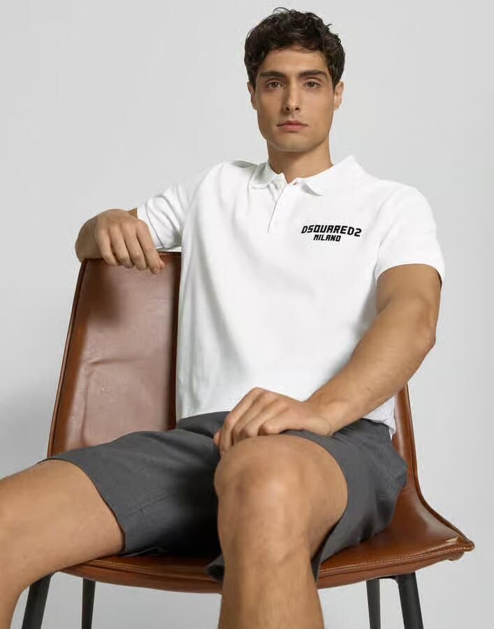 Dsquared2 Monogram Katoenen Poloshirt met Klassieke Kraag White Heren