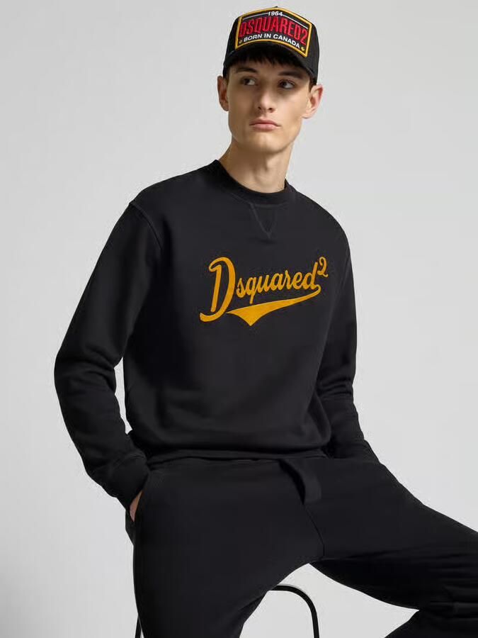 Dsquared2 Monogram Katoenen Sweatshirt met Geribbelde Hals Black Heren - Foto 2