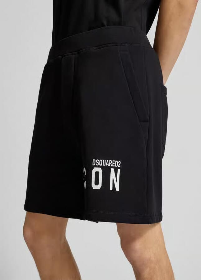 Dsquared2 Monochrome Katoenen Shorts met Elastische Tailleband Black Heren
