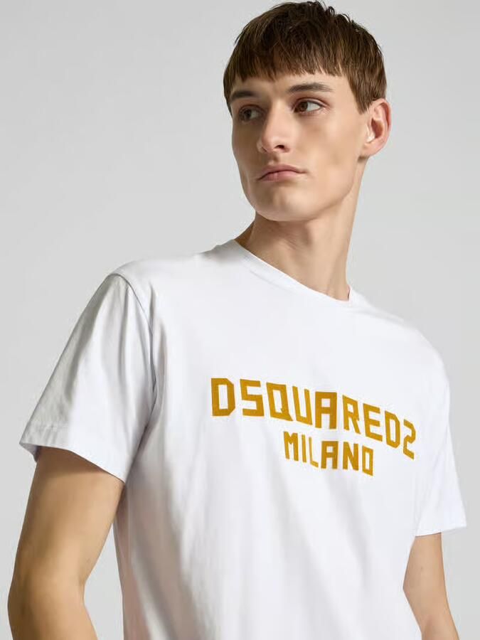 Dsquared2 Monogram Katoenen T-shirt met Geribbelde Ronde Hals White Heren