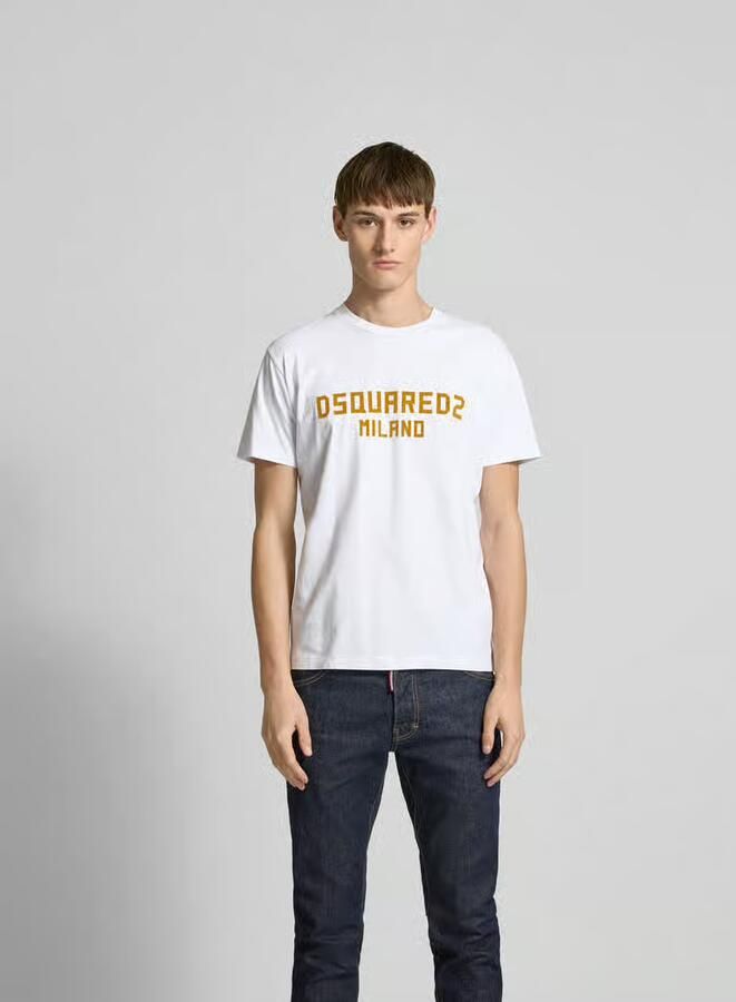 Dsquared2 Monogram Katoenen T-shirt met Geribbelde Ronde Hals White Heren - Foto 5