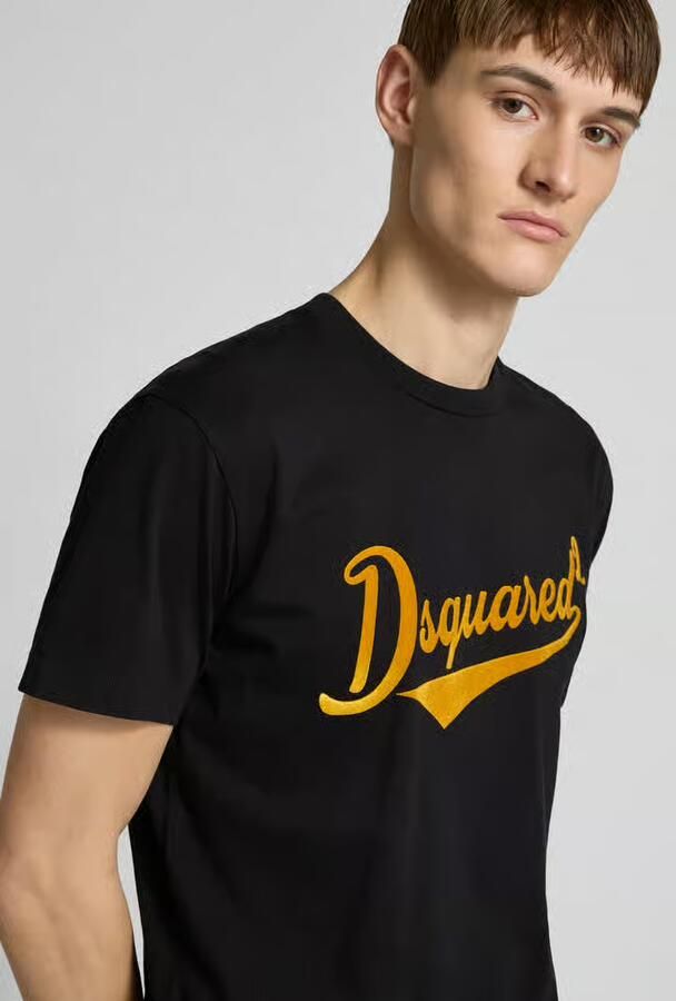 Dsquared2 Monogram Katoenen T-shirt met Geribbelde Ronde Hals Black Heren - Foto 2