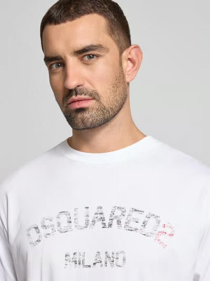 Dsquared2 Witte Katoenen Print Ronde Hals T-shirt White Heren - Foto 3