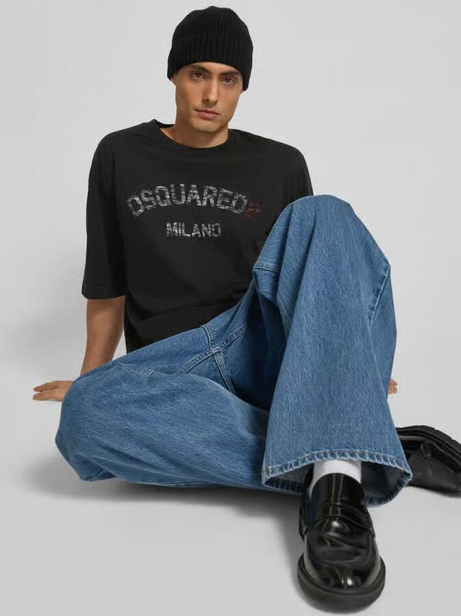 Dsquared2 Zwart Katoenen Jersey Oversized T-shirt Black Heren