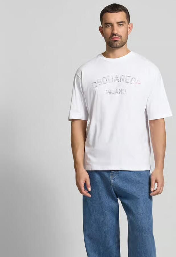 Dsquared2 Witte Katoenen Print Ronde Hals T-shirt White Heren - Foto 5