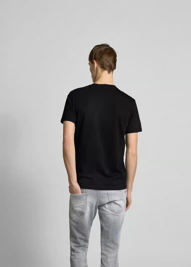 Dsquared2 Monogram Katoenen T-shirt met Geribbelde Ronde Hals Black Heren - Foto 2