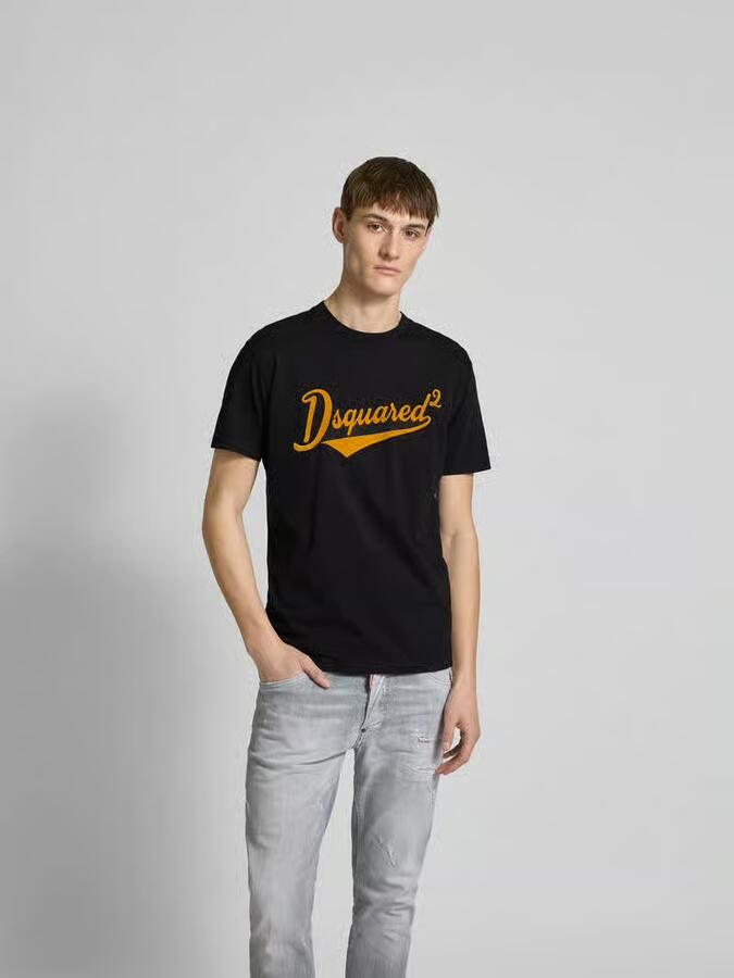 Dsquared2 Monogram Katoenen T-shirt met Geribbelde Ronde Hals Black Heren - Foto 3