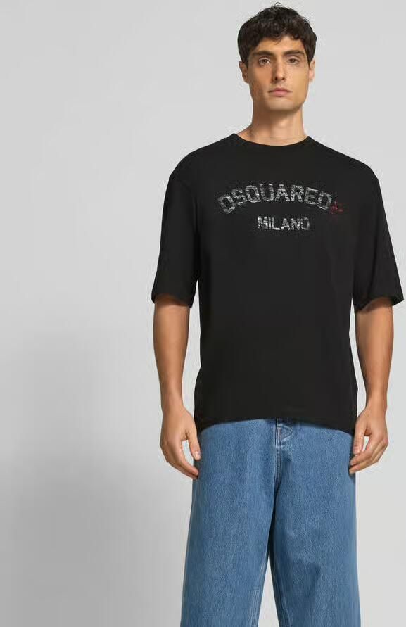 Dsquared2 Zwart Katoenen Jersey Oversized T-shirt Black Heren - Foto 3