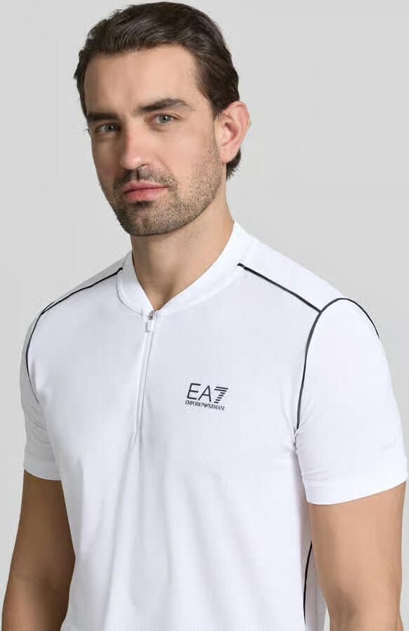 EA7 Emporio Armani Regular fit T-shirt met opstaande kraag - Foto 2