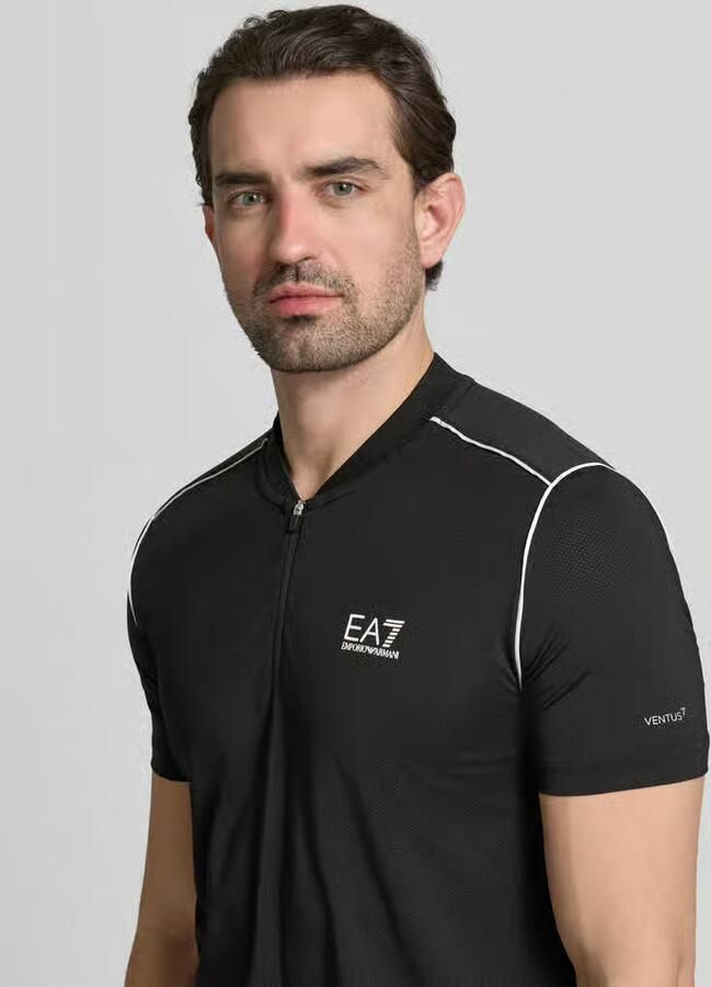 EA7 Emporio Armani Regular fit T-shirt met opstaande kraag - Foto 2