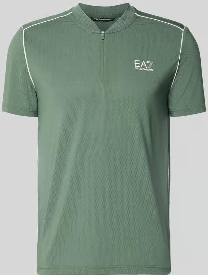 EA7 Emporio Armani Regular fit T-shirt met opstaande kraag - Foto 2