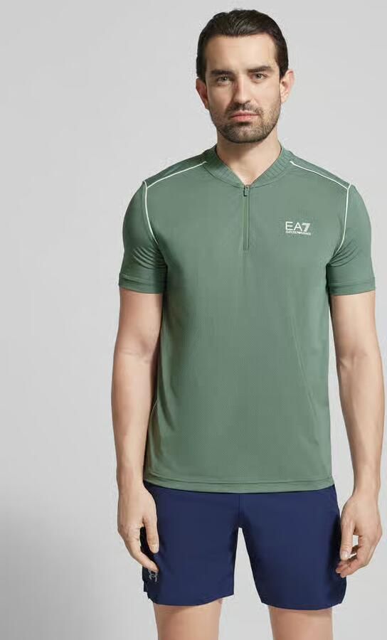 EA7 Emporio Armani Regular fit T-shirt met opstaande kraag - Foto 2
