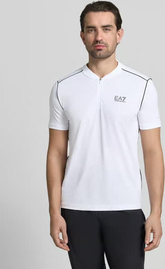 EA7 Emporio Armani Regular fit T-shirt met opstaande kraag - Foto 3
