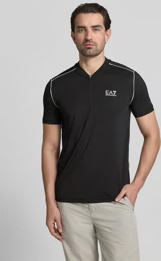 EA7 Emporio Armani Regular fit T-shirt met opstaande kraag - Foto 3
