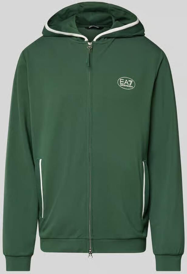 EA7 Emporio Armani Sweatjack met logo en tweewegsritssluiting