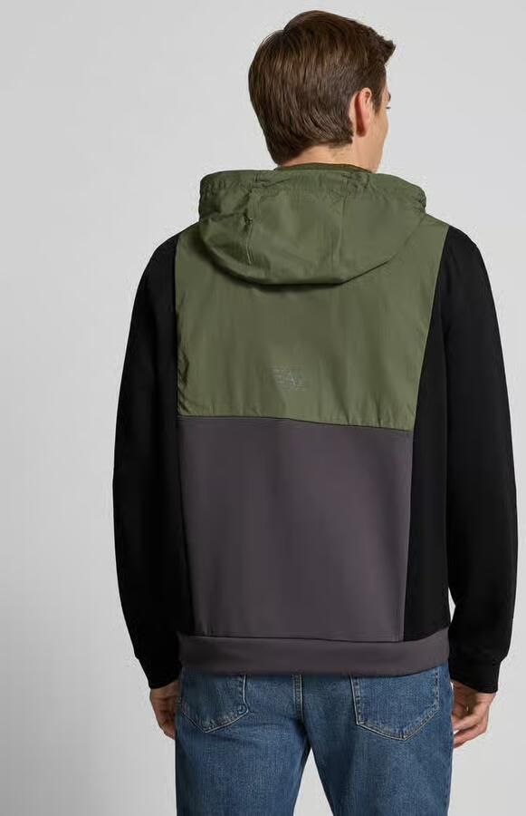 EA7 Emporio Armani Sweatjack met viscose in colour-blocking-design