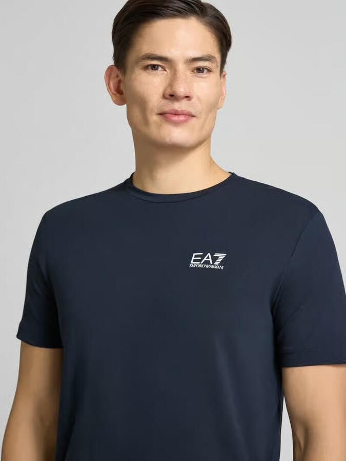 Emporio Armani EA7 Heren Blauw Katoenen T-shirt met Logo Print Blue Heren - Foto 4