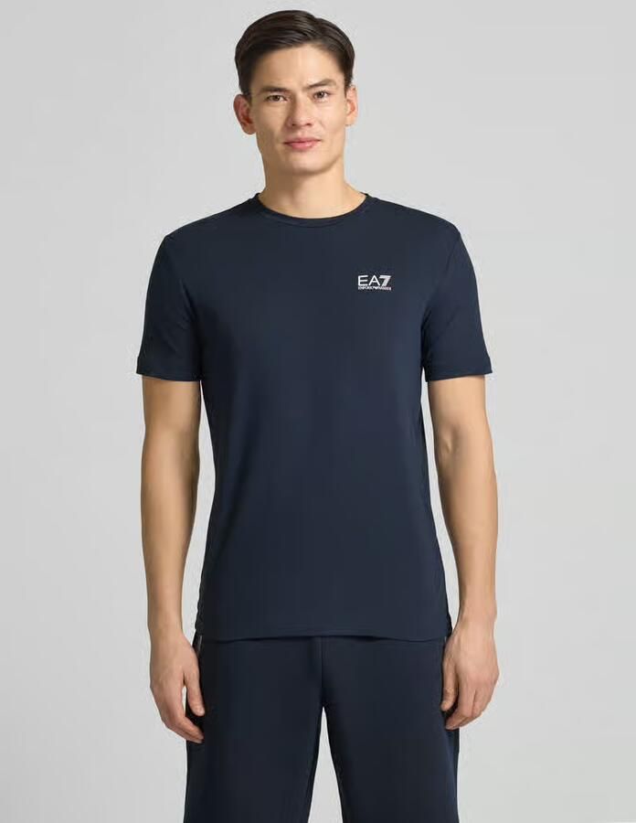Emporio Armani EA7 Heren Blauw Katoenen T-shirt met Logo Print Blue Heren - Foto 6