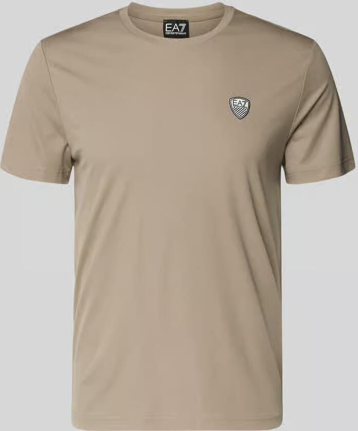 EA7 Emporio Armani T-shirt van viscosemix met labelpatch