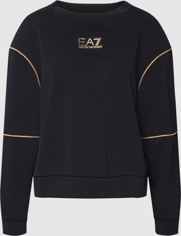 EA7 Emporio Armani Sweatshirt met contrastgarnering model 'FELPA'