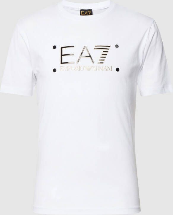 Emporio Armani EA7 Witte T-shirt met Korte Mouwen en Logo voor Heren White Heren