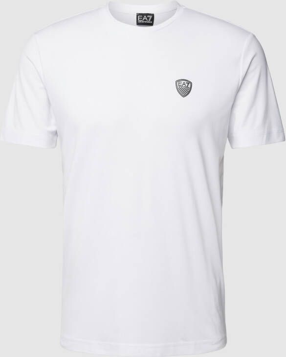 Emporio Armani EA7 Logo Patch Viscose T-shirt White Heren