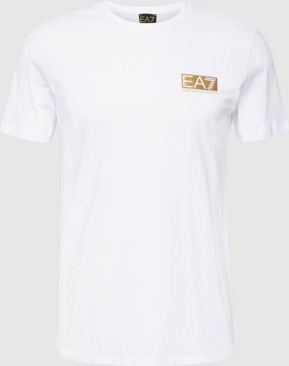 EA7 Emporio Armani T-shirt met labeldetail in metallic