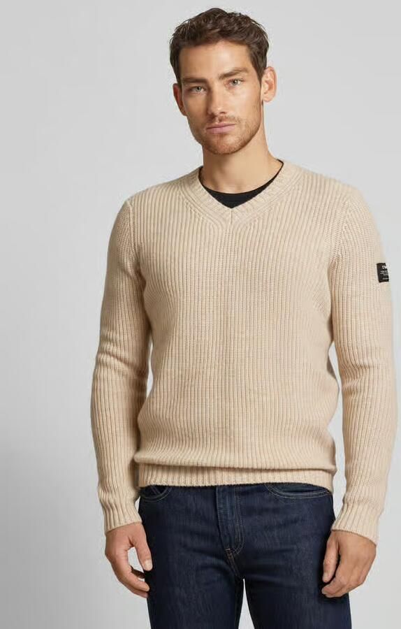 ECOALF Gebreide pullover met V-hals model 'BOJALF' - Foto 4