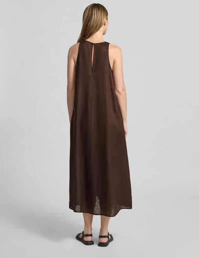 ECOALF midi-jurk van linnen met ronde hals model 'UKARA' - Foto 3
