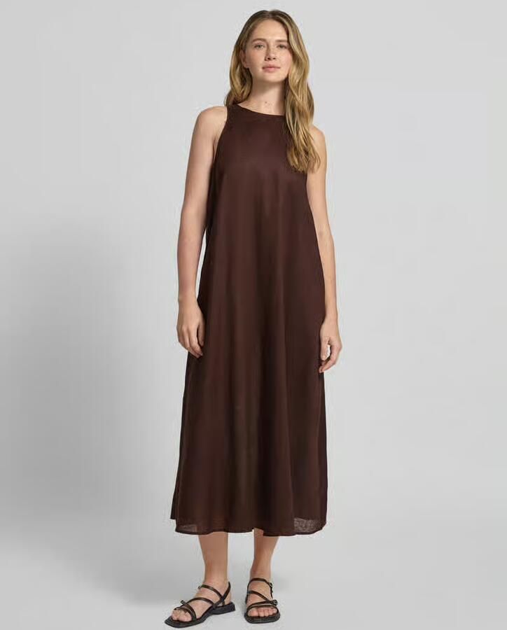 ECOALF midi-jurk van linnen met ronde hals model 'UKARA' - Foto 2
