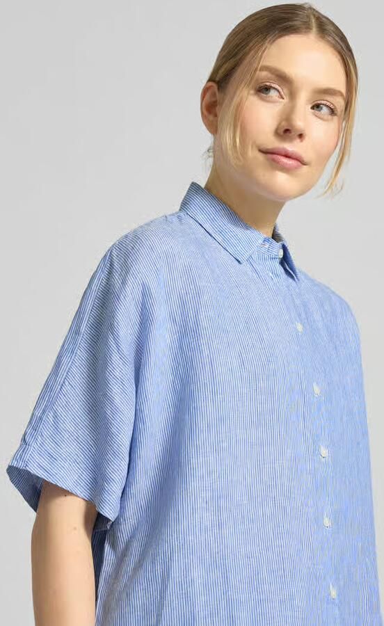 ECOALF relaxed fit linnen blouse met streepmotief model 'MELANIA'