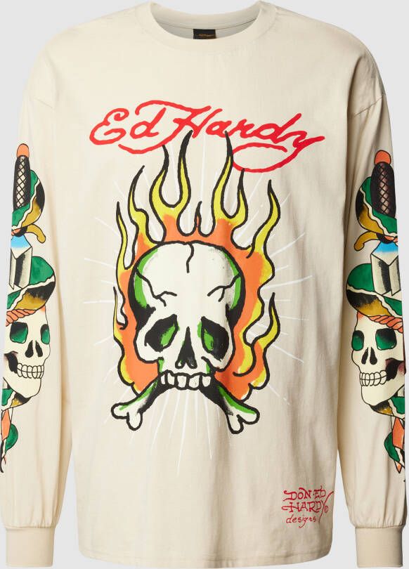 Ed Hardy Oversized vrijetijdsoverhemd met labelprints