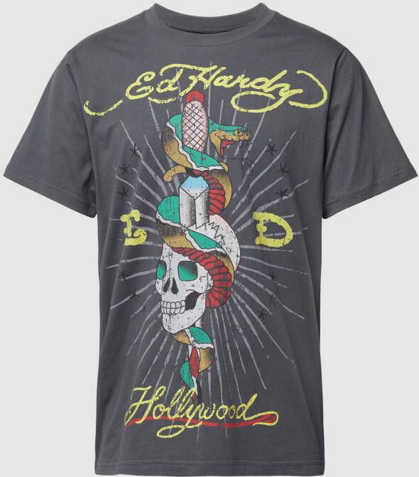 Ed Hardy T-shirt met motiefprint