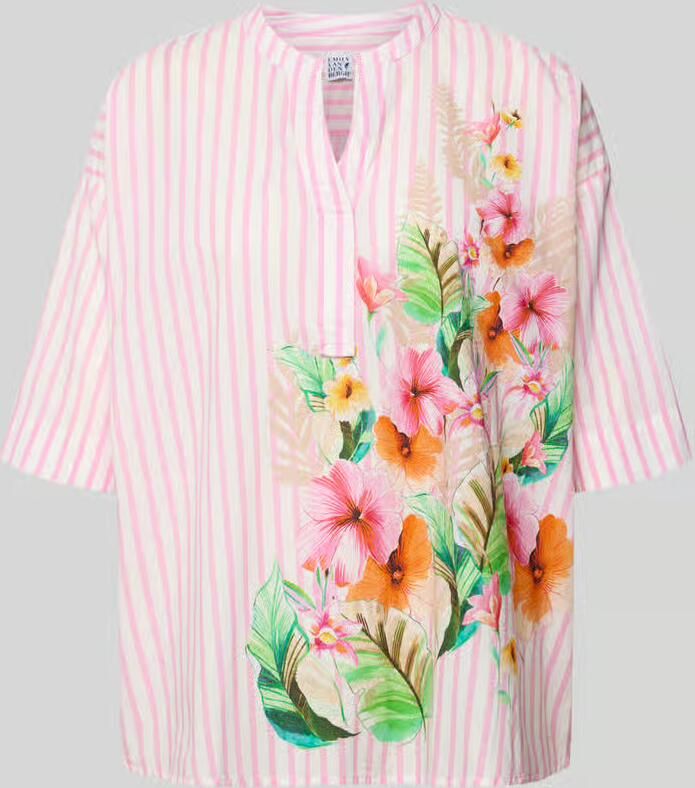 Emily Van den Bergh blouse in relaxed fit met motiefprint en tuniekkraag - Foto 2