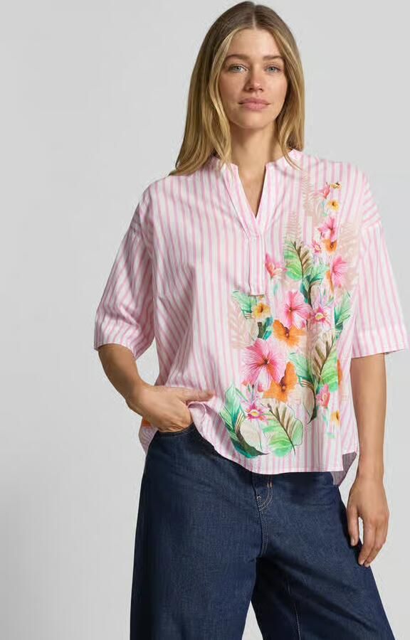 Emily Van den Bergh blouse in relaxed fit met motiefprint en tuniekkraag - Foto 3