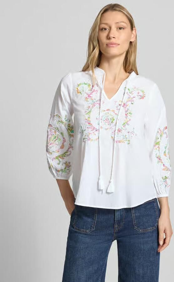 Emily Van den Bergh Blouse met druppelvormige hals en vetersluiting - Foto 2