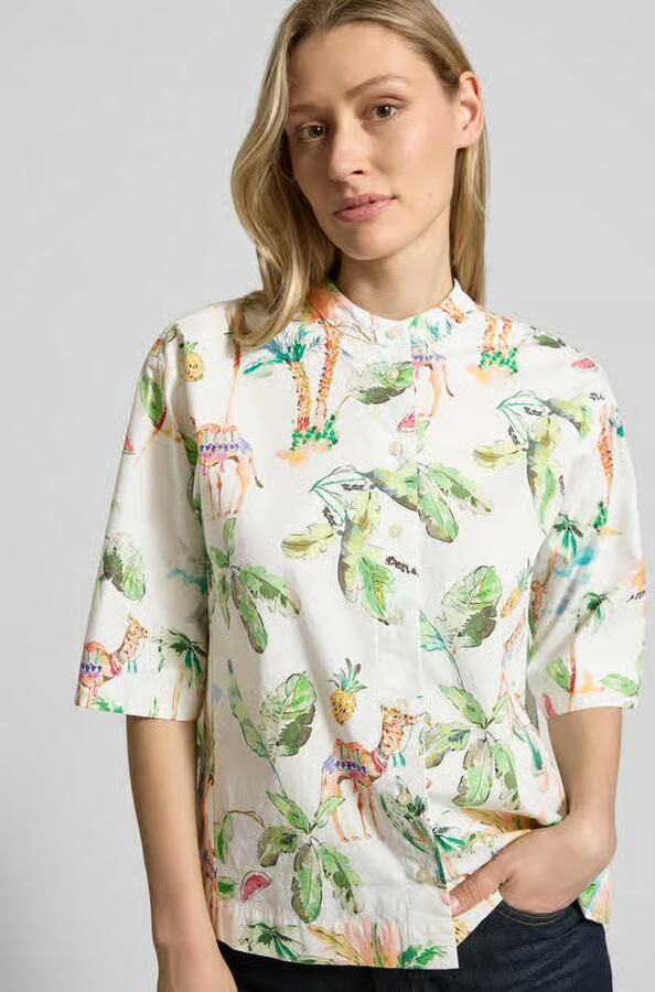 Emily Van den Bergh Blouse met mao-kraag en 1 2-mouw