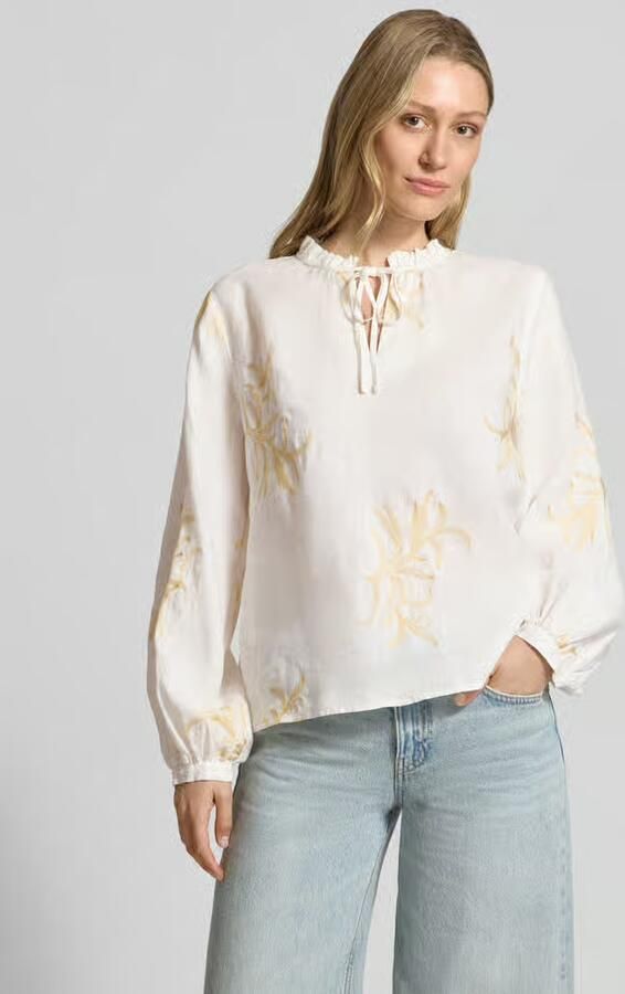 Emily Van den Bergh Blouse met serafinokraag en vetersluiting - Foto 2