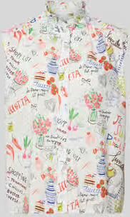 Emily Van den Bergh Blousetop in all-over look met opstaande kraag